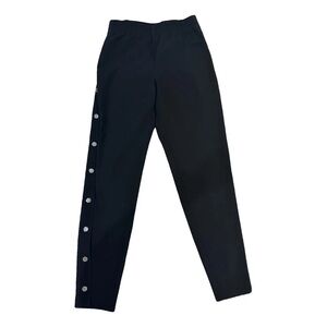 Maje Black Track Pants with Silver Button Detail